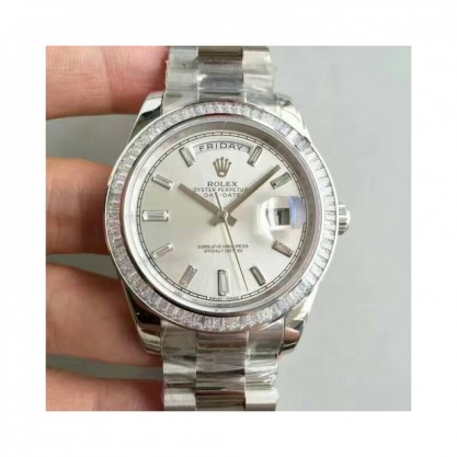 Rolex Day-Date 40 228396TBR 40MM KW Stainless Steel & Diamonds Sundust Dial Swiss 3255