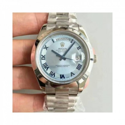 Rolex Day-Date II 218206 41MM V6 Stainless Steel Blue Dial Swiss 2836-2