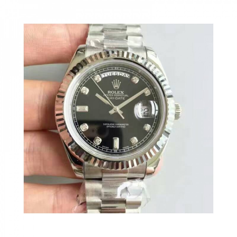 Rolex Day-Date II 218239 41MM V6 Stainless Steel Black Dial Swiss 2836-2