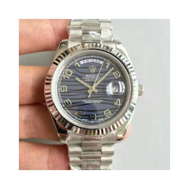 Rolex Day-Date II 218239 41MM V6 Stainless Steel Blue Waves Dial Swiss 2836-2