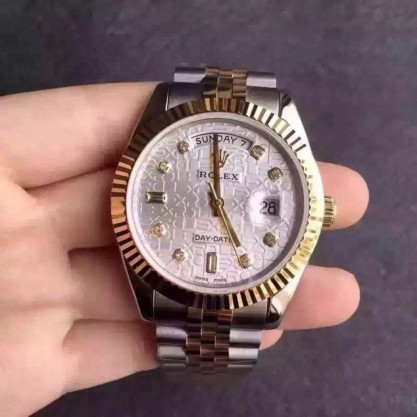 Rolex Day-Date 116233 36MM V5 Stainless Steel & Yellow Gold White Rolex Replica Replica Replica Dial Swiss 2836-2