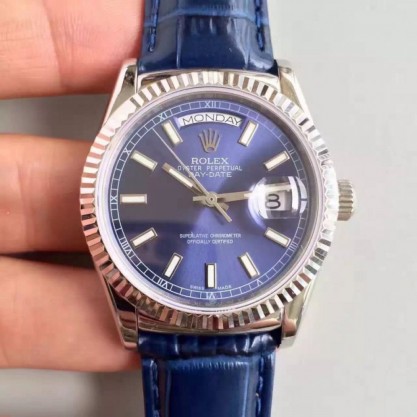 Rolex Day-Date 118139 36MM V5 Stainless Steel Blue Dial Swiss 2836-2