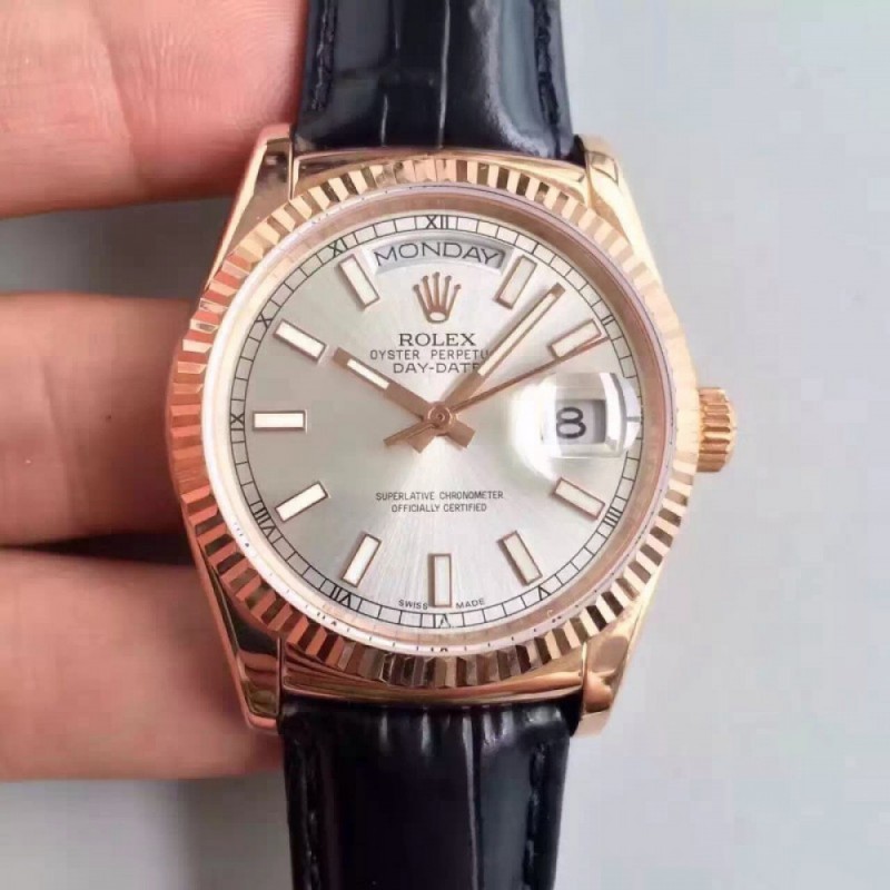 Rolex Day-Date 118138 36MM V5 Rose Gold Sundust Dial Swiss 2836-2