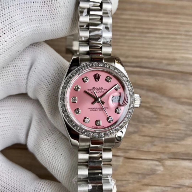 Rolex Lady Datejust 28 279384RBR 28MM WF Stainless Steel & Diamonds Pink Mother Of Pearl Dial Swiss 2671