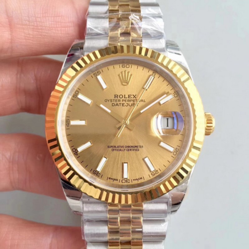 Rolex Datejust II 116333 41MM EW Stainless Steel & Yellow Gold Champagne Dial Swiss 3235