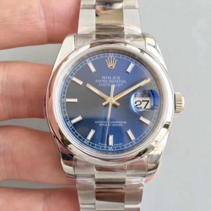 Rolex Datejust 36MM 116200 AR Stainless Steel 904L Blue Dial Swiss 3135