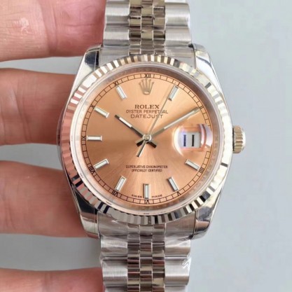 Rolex Datejust 36MM 116234 AR Stainless Steel 904L Rose Gold Dial Swiss 3135