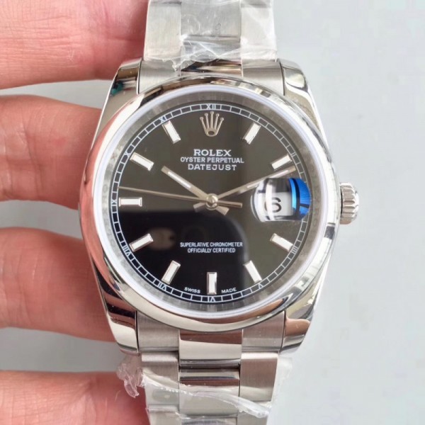 Rolex Datejust 36MM 116234 MIT Stainless Steel 904L Black Dial Swiss 3135