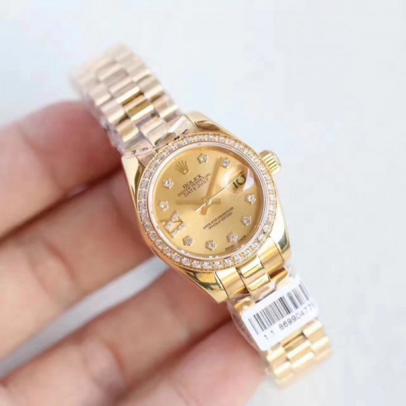 Rolex Lady Datejust 28 279135RBR 28MM N Rose Gold & Diamonds Champagne Dial Swiss 2671