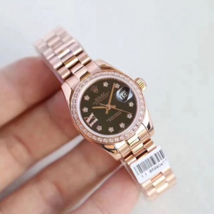 Rolex Lady Datejust 28 279135RBR 28MM N Rose Gold & Diamonds Black Dial Swiss 2671