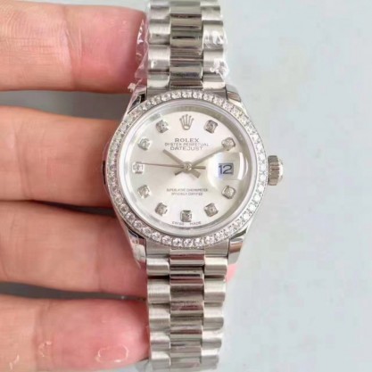 Rolex Lady Datejust 28 279136RBR 28MM N Stainless Steel & Diamonds Silver Dial Swiss 2236