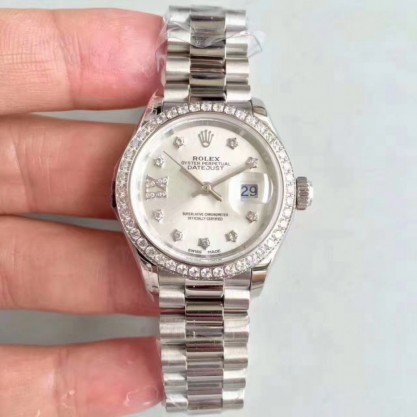 Rolex Lady Datejust 28 279136RBR 28MM N Stainless Steel & Diamonds Silver Dial Swiss 2236