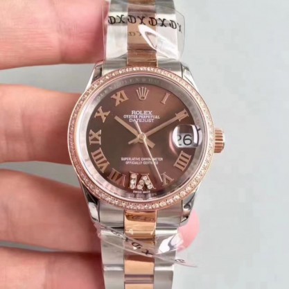 Rolex Datejust 31 178341 31MM JF Stainless Steel & Rose Gold Chocolate Dial Swiss 2836-2