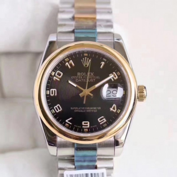 Rolex Datejust 36 116203 36MM N Stainless Steel & Yellow Gold Black Dial Swiss 2836-2