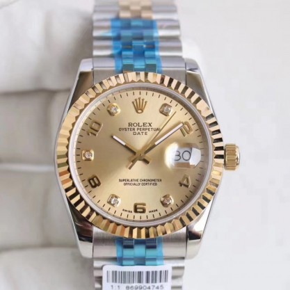 Rolex Datejust 36 116233 36MM N Stainless Steel & Yellow Gold Champagne Dial Swiss 2836-2