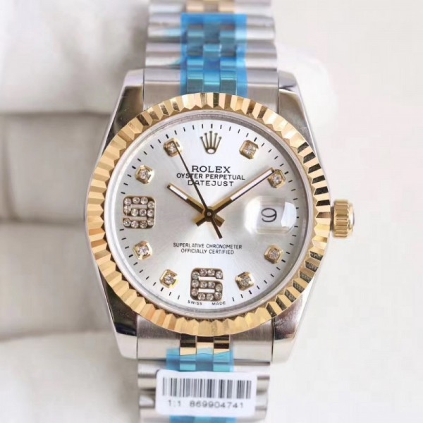 Rolex Datejust 36 116233 36MM N Stainless Steel & Yellow Gold Rhodium & Diamonds Dial Swiss 2836-2