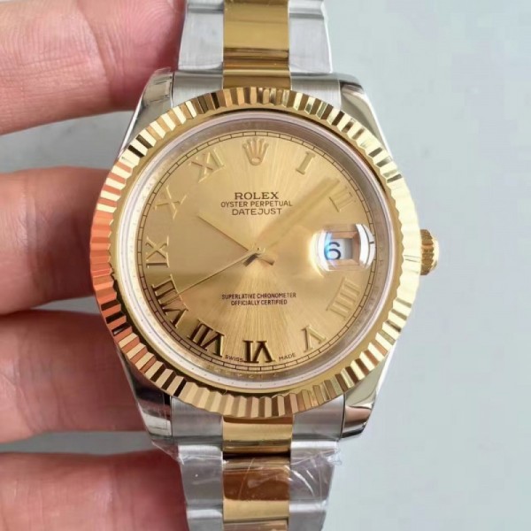 Rolex Datejust II 116333 41MM EW Stainless Steel & Yellow Gold Champagne Dial Swiss 3136