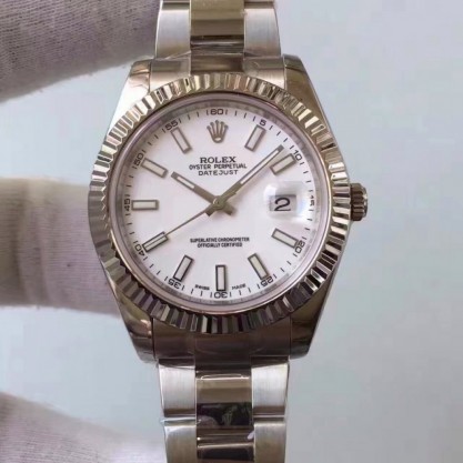 Rolex Datejust II 116334 2018 41MM EW Stainless Steel White Dial Swiss 3136