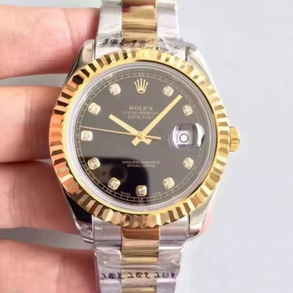 Rolex Datejust 41 126333 41MM NF Stainless Steel & Yellow Gold Black & Diamonds Dial Swiss 2836-2