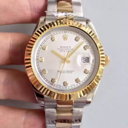 Rolex Datejust 41 126333 41MM NF Stainless Steel & Yellow Gold White & Diamonds Dial Swiss 2836-2