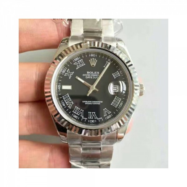 Rolex Datejust II 116334 41MM NF Stainless Steel Black & Roman Dial Swiss 2836-2