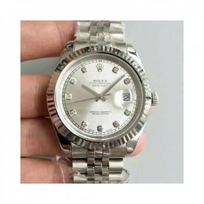 Rolex Datejust II 116334 41MM NF Stainless Steel Rhodium & Diamonds Dial Swiss 2836-2