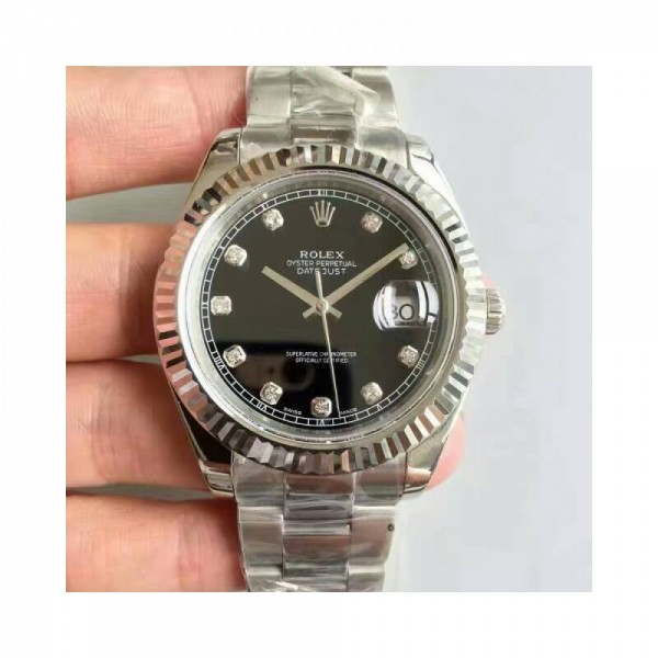 Rolex Datejust II 116334 41MM NF Stainless Steel Black & Diamonds Dial Swiss 2836-2