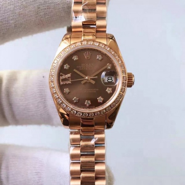 Rolex Lady Datejust 28 279135RBR 28MM Rose Gold & Diamonds Chocolate Dial Swiss 2671