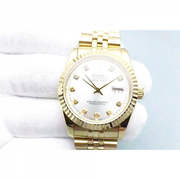 Rolex Datejust 116238-0079 36MM Yellow Gold Rhodium Dial Swiss 2836-2