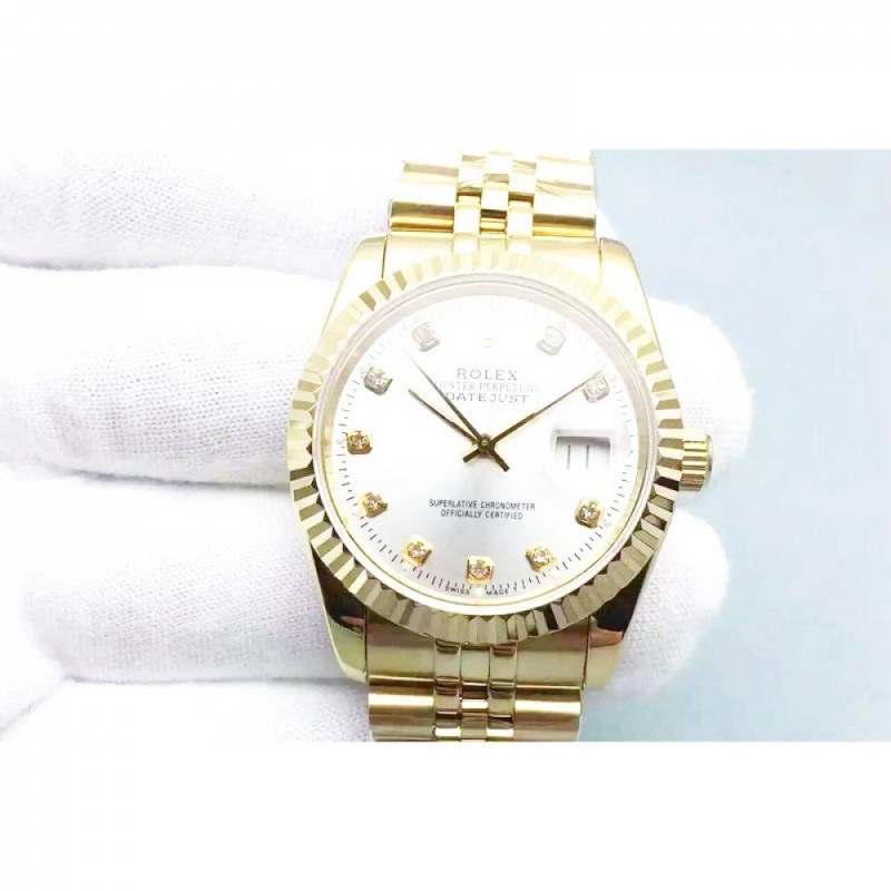 Rolex Datejust 116238-0079 36MM Yellow Gold Rhodium Dial Swiss 2836-2