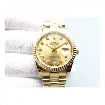 Rolex Datejust 116238 36MM Yellow Gold Champagne Dial Swiss 2836-2