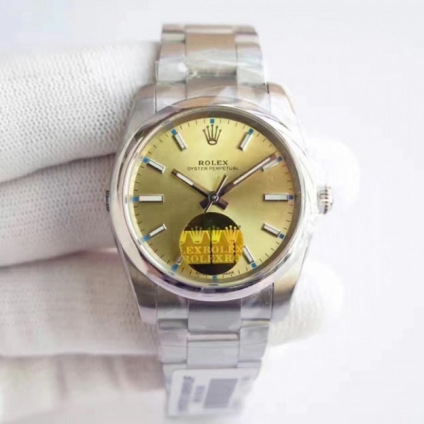 Rolex Oyster Perpetual 34 114300 2018 UB Stainless Steel Champagne Dial Swiss 2836-2