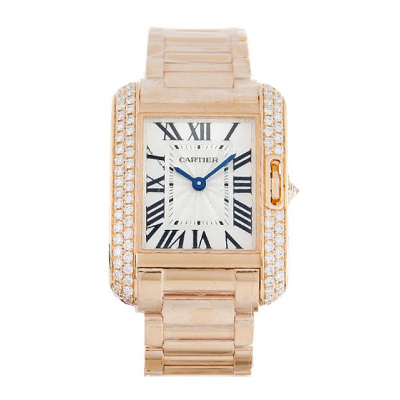 UK Rose Gold set with Diamonds Cartier Tank Anglaise WT100002-30 MM