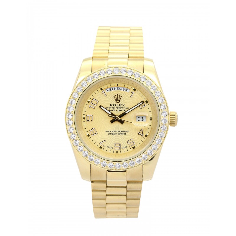 UK Yellow Gold set with Diamonds Rolex Day-Date II 218348-41 MM