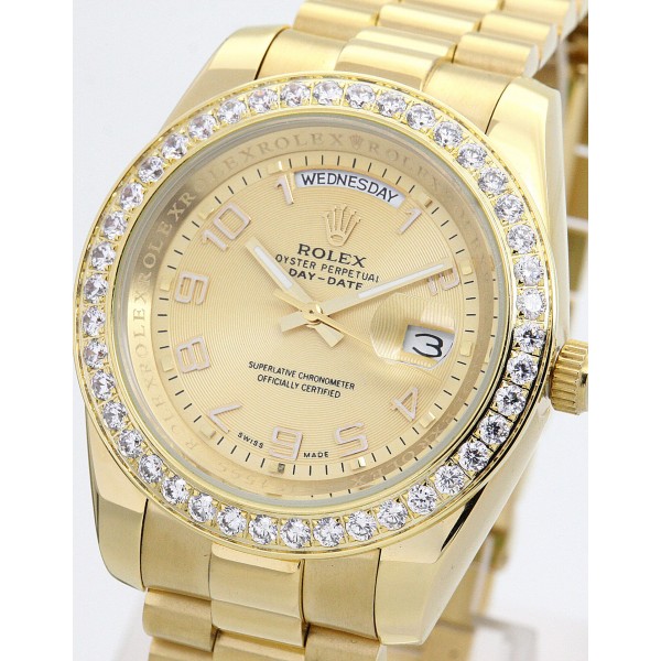 UK Yellow Gold set with Diamonds Rolex Day-Date II 218348-41 MM