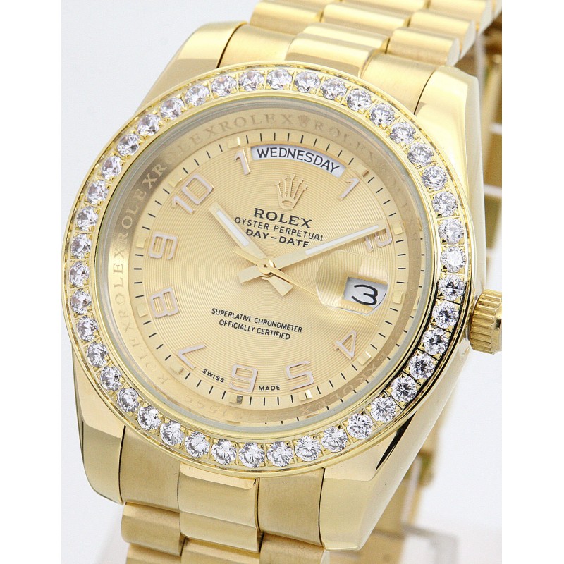 UK Yellow Gold set with Diamonds Rolex Day-Date II 218348-41 MM