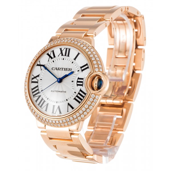 UK Rose Gold set with Diamonds Cartier Ballon Bleu WE9005Z3-36.5 MM