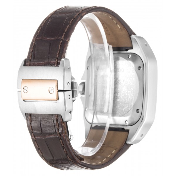 UK Steel & Rose Gold Cartier Santos 100 W20107X7-33 MM