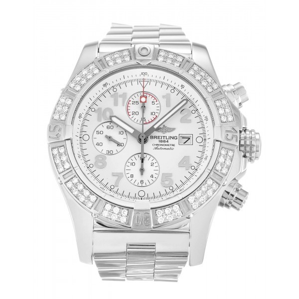 UK Steel set with Diamonds Breitling Super Avenger A13370-48.4 MM