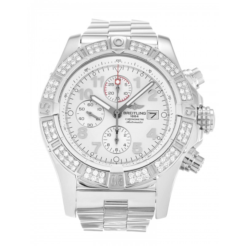 UK Steel set with Diamonds Breitling Super Avenger A13370-48.4 MM