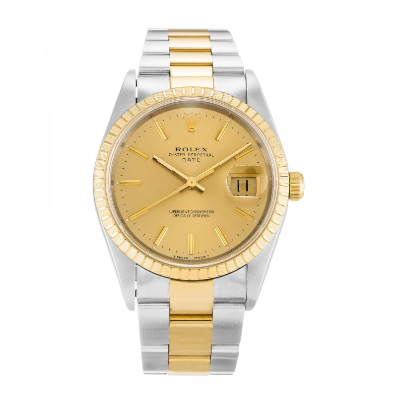 UK Yellow Gold Rolex Oyster Perpetual Date 15223-34 MM