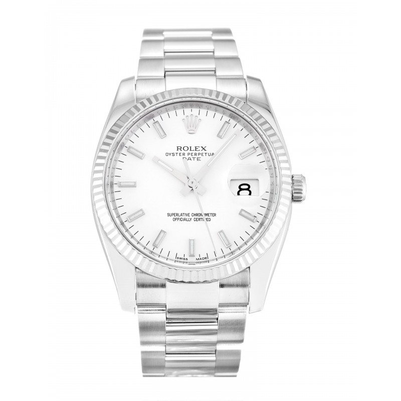 UK Steel & White Gold Rolex Oyster Perpetual Date 115234-34 MM