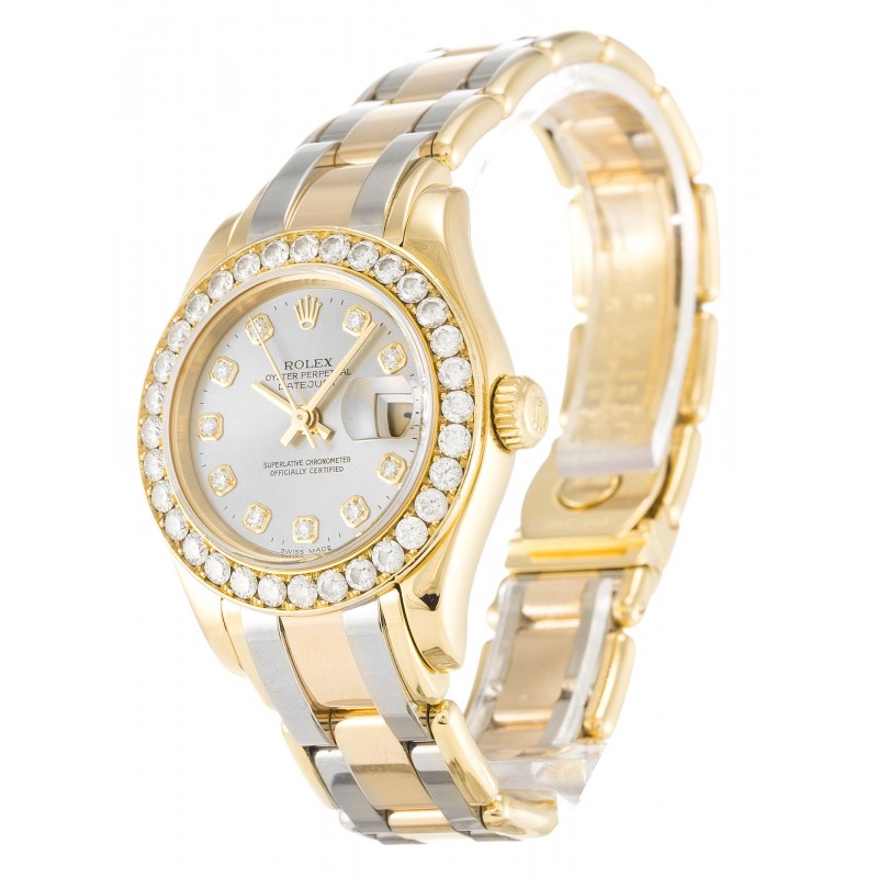 UK Yellow Gold set with Diamonds Rolex Pearlmaster 80298-29 MM