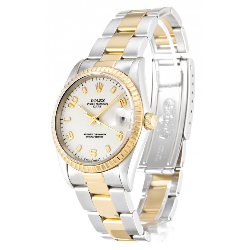 UK Yellow Gold Rolex Oyster Perpetual Date 15223-34 MM