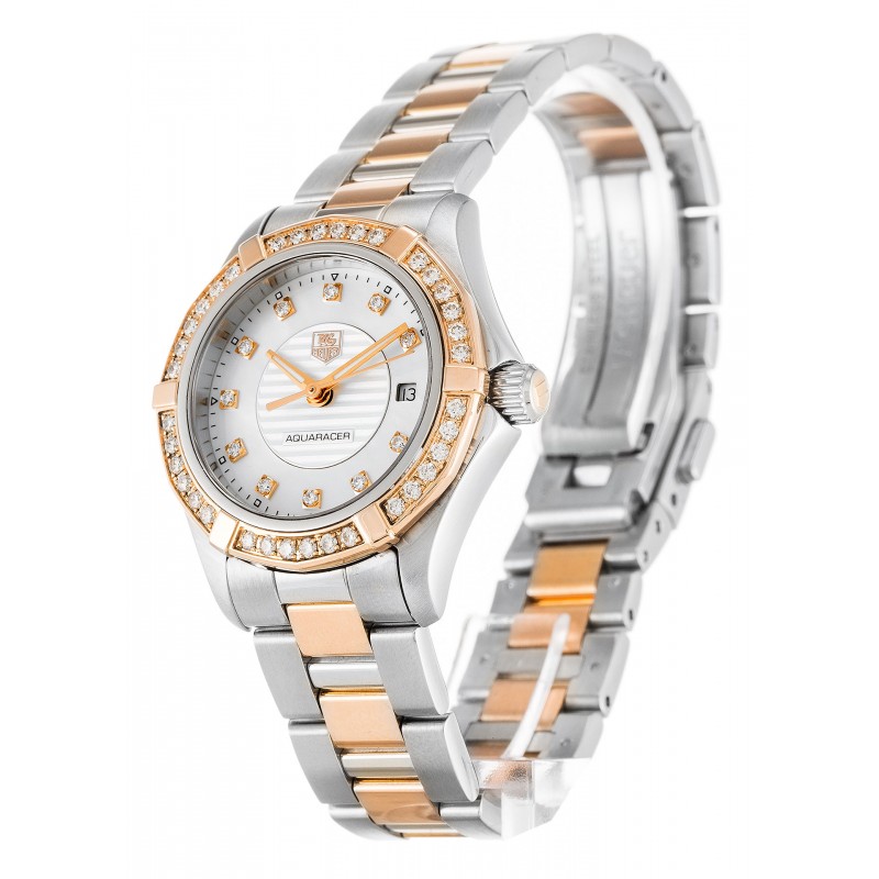 UK Rose Gold & Steel set with Diamonds Tag Heuer Aquaracer WAP1452.BD0837-27 MM