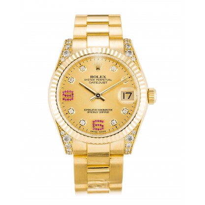 UK Yellow Gold set with Diamonds Rolex Mid-Size Datejust 178238-31 MM