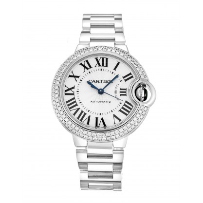 UK White Gold set with Diamonds Cartier Ballon Bleu WE902035-33 MM