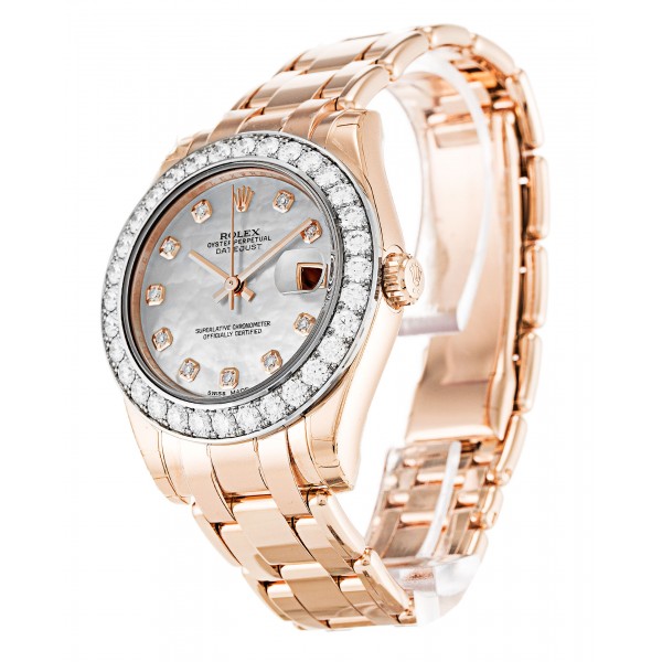 UK Rose Gold set with Diamonds Rolex Pearlmaster 81285-34 MM