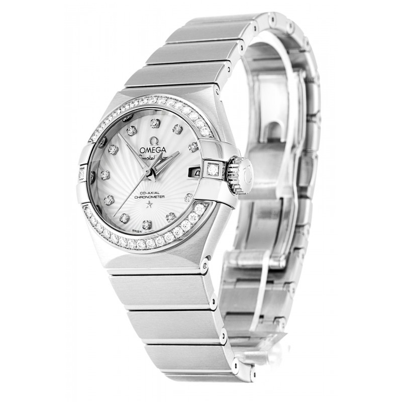 UK Steel set with Diamonds Omega Constellation Ladies 123.15.27.20.55.001-27 MM