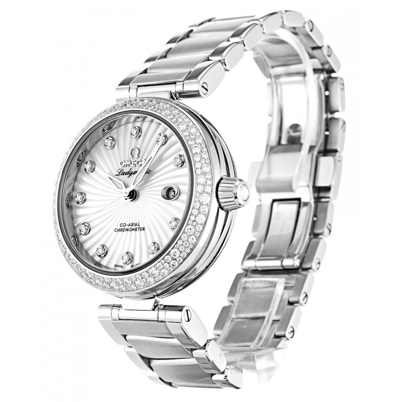 UK Steel set with Diamonds Omega De Ville Ladymatic 425.35.34.20.55.001-34 MM